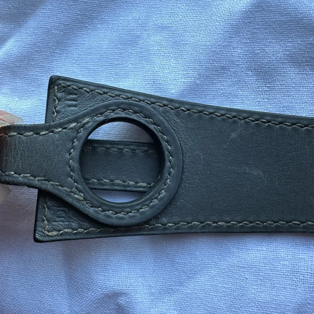 Hermes Dark Grey Leather Bracelet - Picture 3 of 8